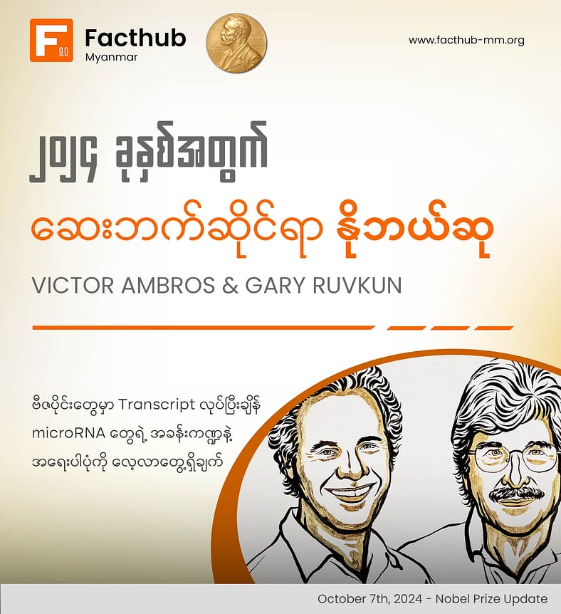 ၂၀၂၄ ခုနှစ်အတွက် ဆေးဘက်ဆိုင်ရာ နိုဘယ်ဆု ဘာလဲ၊ ဘယ်လဲ . . .?